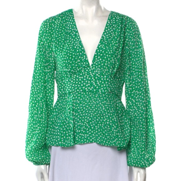 RIXO Floral Print V-Neck Blouse - Picture 1 of 3